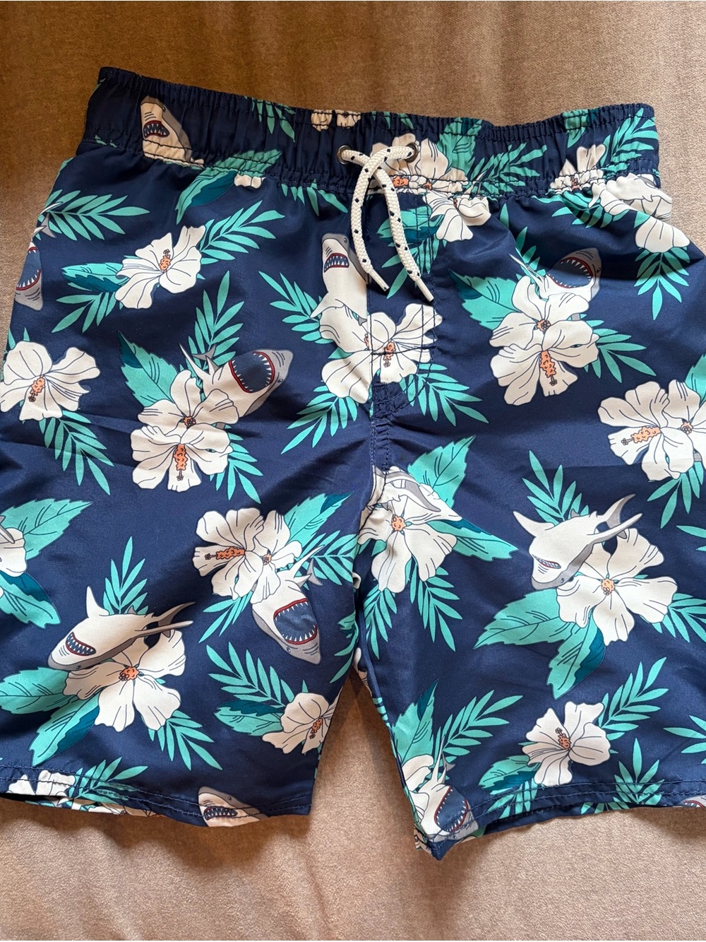 Youth Navy Floral Swim Shorts